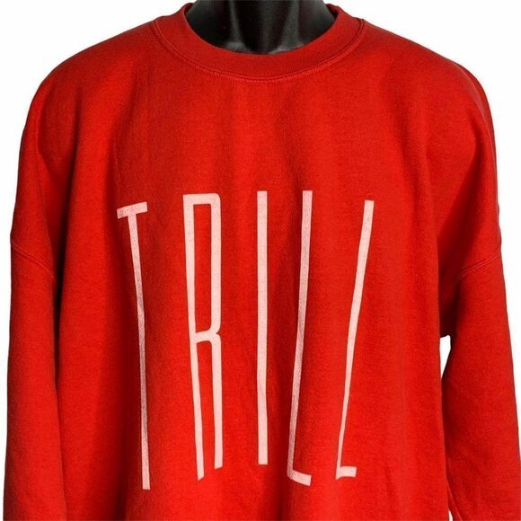 Crewneck Pullover Sweatshirt 2XL Red Heavy Cotton - Picture 2 of 6